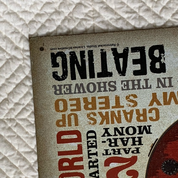 Guitar Metal Sign with Music Words Distressed Look - Picture 3 of 11